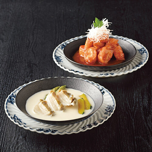 ＜日本のおいしいお料理＞伊勢海老と天然あわび料理 各2食